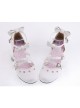 White 2.6" Heel High Classic Synthetic Leather Point Toe Bowknot Platform Women Lolita Shoes