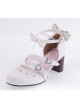 White 2.6" Heel High Classic Synthetic Leather Point Toe Bowknot Platform Women Lolita Shoes