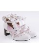 White 2.6" Heel High Classic Synthetic Leather Point Toe Bowknot Platform Women Lolita Shoes