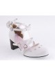 White 2.6" Heel High Classic Synthetic Leather Point Toe Bowknot Platform Women Lolita Shoes