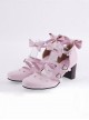 Pink 2.6" Heel High Lovely Patent Leather Point Toe Bowknot Platform Women Lolita Shoes