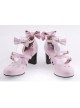 Pink 2.6" Heel High Lovely Patent Leather Point Toe Bowknot Platform Women Lolita Shoes