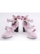 Pink 2.6" Heel High Lovely Patent Leather Point Toe Bowknot Platform Women Lolita Shoes