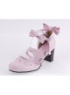 Pink 2.6" Heel High Lovely Patent Leather Point Toe Bowknot Platform Women Lolita Shoes