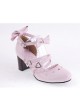 Pink 2.6" Heel High Lovely Patent Leather Point Toe Bowknot Platform Women Lolita Shoes