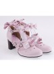 Pink 2.6" Heel High Lovely Patent Leather Point Toe Bowknot Platform Women Lolita Shoes