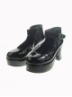 Black 2.9" Heel High Lovely Patent Leather Point Toe Ankle Straps Platform Women Lolita Shoes