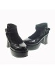 Black 2.9" Heel High Lovely Patent Leather Point Toe Ankle Straps Platform Women Lolita Shoes