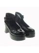 Black 2.9" Heel High Lovely Patent Leather Point Toe Ankle Straps Platform Women Lolita Shoes