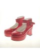 Red 2.9" Heel High Beautiful Synthetic Leather Point Toe Ankle Straps Platform Women Lolita Shoes