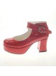 Red 2.9" Heel High Beautiful Synthetic Leather Point Toe Ankle Straps Platform Women Lolita Shoes