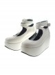 White 3.1" Heel High Gorgeous Polyurethane Point Toe Ankle Straps Platform Women Lolita Shoes