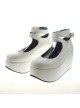 White 3.1" Heel High Gorgeous Polyurethane Point Toe Ankle Straps Platform Women Lolita Shoes