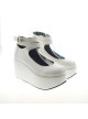 White 3.1" Heel High Gorgeous Polyurethane Point Toe Ankle Straps Platform Women Lolita Shoes