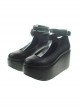 Black 3.1" Heel High Cute Patent Leather Point Toe Ankle Straps Platform Women Lolita Shoes