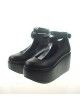 Black 3.1" Heel High Cute Patent Leather Point Toe Ankle Straps Platform Women Lolita Shoes