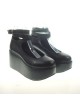 Black 3.1" Heel High Cute Patent Leather Point Toe Ankle Straps Platform Women Lolita Shoes