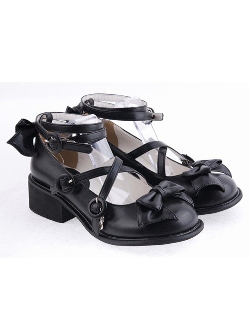 Black 1.4" Heel High Beautiful Suede Point Toe Ankle Straps Platform Women Lolita Shoes