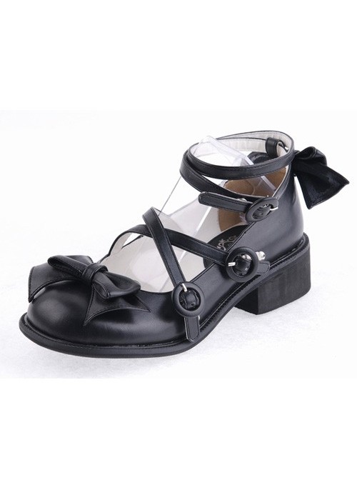 Black 1.4" Heel High Beautiful Suede Point Toe Ankle Straps Platform Women Lolita Shoes