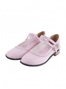 Pink 1.0" Heel High Beautiful Patent Leather Point Toe Cross Straps Platform Women Lolita Shoes