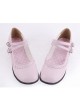 Pink 1.0" Heel High Beautiful Patent Leather Point Toe Cross Straps Platform Women Lolita Shoes