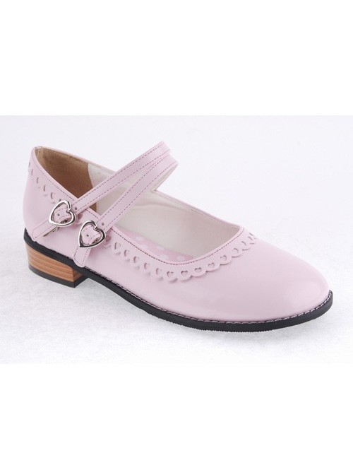 Pink 1.0" Heel High Beautiful Patent Leather Point Toe Cross Straps Platform Women Lolita Shoes