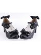 Black 2.6" Heel High Beautiful Patent Leather Point Toe Bow Platform Women Lolita Shoes