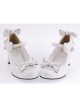 White 2.6" Heel High Lovely Polyurethane Point Toe Bowknot Platform Women Lolita Shoes