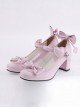 Pink 2.6" Heel High Beautiful Patent Leather Point Toe Bow Platform Women Lolita Shoes