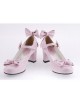 Pink 2.6" Heel High Beautiful Patent Leather Point Toe Bow Platform Women Lolita Shoes