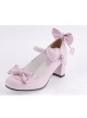 Pink 2.6" Heel High Beautiful Patent Leather Point Toe Bow Platform Women Lolita Shoes