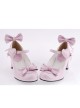 Pink 2.6" Heel High Beautiful Patent Leather Point Toe Bow Platform Women Lolita Shoes