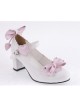 White & Pink 2.6" Heel High Cute Synthetic Leather Point Toe Bowknot Platform Women Lolita Shoes