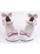 White & Pink 2.6" Heel High Cute Synthetic Leather Point Toe Bowknot Platform Women Lolita Shoes