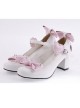 White & Pink 2.6" Heel High Cute Synthetic Leather Point Toe Bowknot Platform Women Lolita Shoes