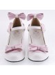 White & Pink 2.6" Heel High Cute Synthetic Leather Point Toe Bowknot Platform Women Lolita Shoes