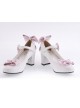 White & Pink 2.6" Heel High Cute Synthetic Leather Point Toe Bowknot Platform Women Lolita Shoes