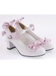 White & Pink 2.6" Heel High Cute Synthetic Leather Point Toe Bowknot Platform Women Lolita Shoes