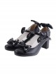 Black 2.6" Heel High Gorgeous Patent Leather Point Toe Bowknot Platform Women Lolita Shoes