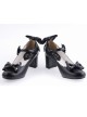 Black 2.6" Heel High Gorgeous Patent Leather Point Toe Bowknot Platform Women Lolita Shoes