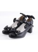 Black 2.6" Heel High Gorgeous Patent Leather Point Toe Bowknot Platform Women Lolita Shoes