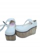 White 3.7" Heel High Classic Synthetic Leather Round Toe Ankle Straps Platform Women Lolita Shoes