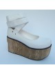 White 3.7" Heel High Classic Synthetic Leather Round Toe Ankle Straps Platform Women Lolita Shoes