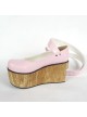 Pink 3.7" Heel High Beautiful PU Round Toe Ankle Straps Platform Women Lolita Shoes