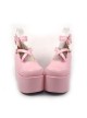 Pink 3.9" Heel High Romatic Suede Round Toe Criss Cross Straps Platform Girls Lolita Shoes