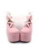 Pink 3.9" Heel High Romatic Suede Round Toe Criss Cross Straps Platform Girls Lolita Shoes