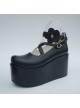 Black 3.9" Heel High Special PU Round Toe Criss Cross Straps Platform Girls Lolita Shoes