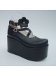 Black 3.9" Heel High Special PU Round Toe Criss Cross Straps Platform Girls Lolita Shoes