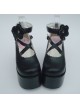 Black 3.9" Heel High Special PU Round Toe Criss Cross Straps Platform Girls Lolita Shoes