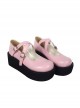 Pink 2.6" Heel High Classic Synthetic Leather Round Toe Cross Straps Platform Girls Lolita Shoes